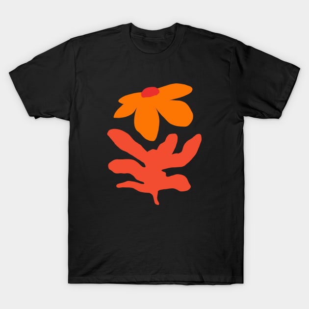 Retro Orange Flower T-Shirt by WorkTheAngle